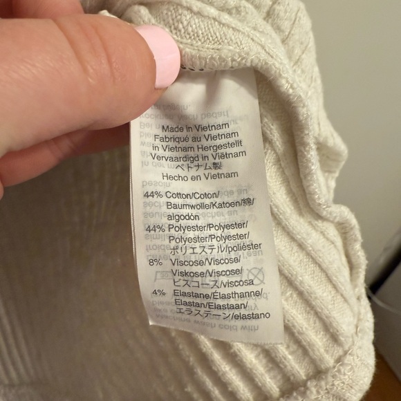 Madewell ivory stone gray ribbed drop sleeve oversized long sleeve shirt top - Picture 7 of 7